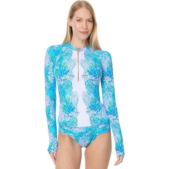 Lilly Pulitzer Women's Standard Nayte Rashguard Top Multicolor Size 4 NWT - Picture 1 of 13